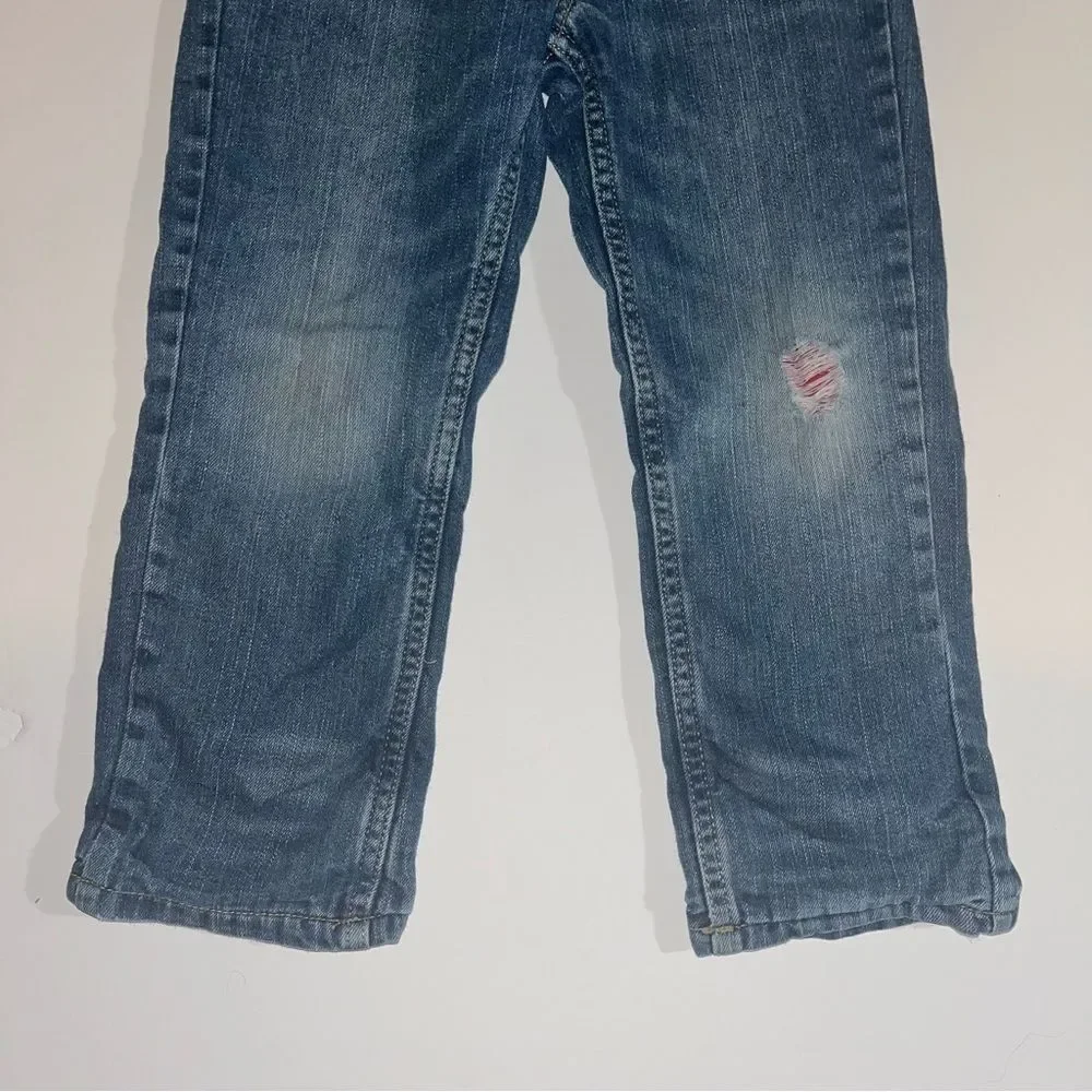 Boys flannel long sleeve top tough skin red lined jeans outfit bundle set 5t